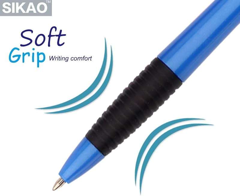 Sikao Pens Bulk, 60 Pack Gripped Slimster Ballpoint Pens Black Ink | 1.0mm Smooth Writing No Bleed No Skip, Click Pens with Comfort Grip for Teachers, Students, Servers, School & Office Use - Image 5