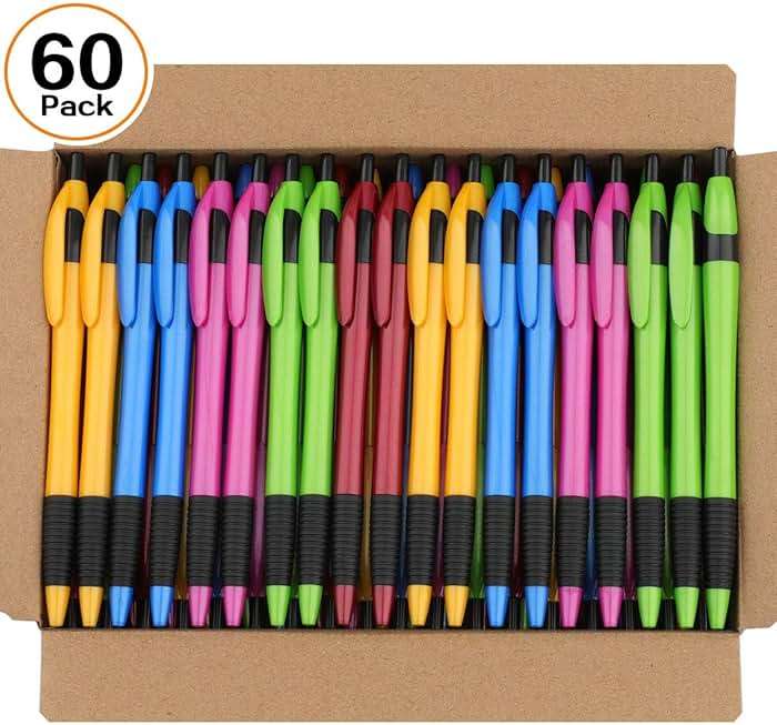 Sikao Pens Bulk, 60 Pack Gripped Slimster Ballpoint Pens Black Ink | 1.0mm Smooth Writing No Bleed No Skip, Click Pens with Comfort Grip for Teachers, Students, Servers, School & Office Use - Image 9