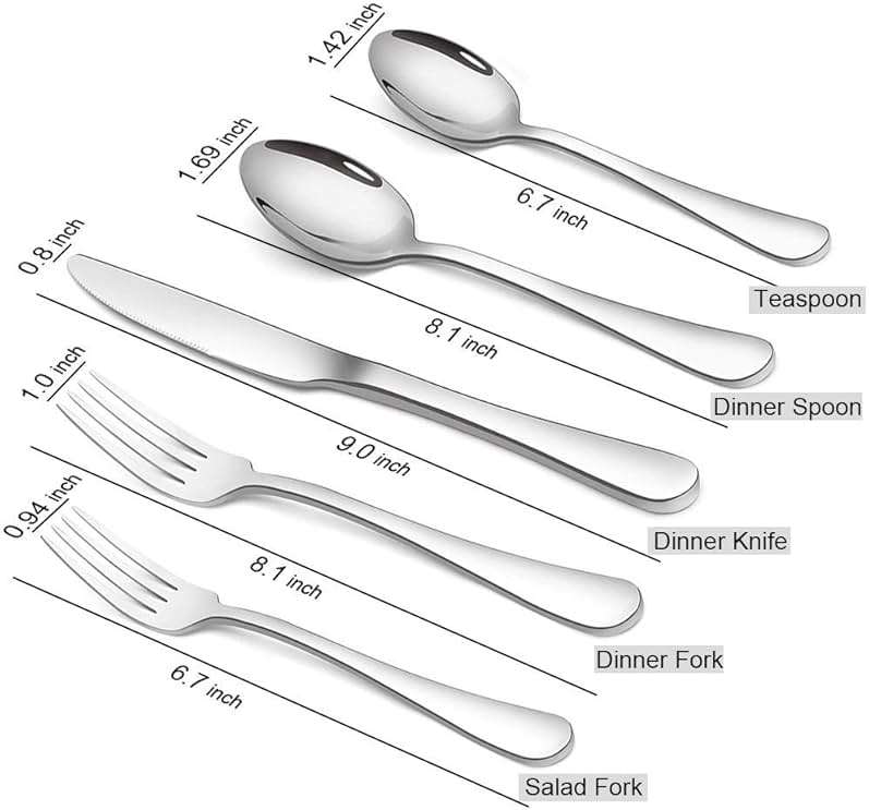 Silverware Set, Briout Flatware Set Service for 4 Stainless Steel Cutlery Set 20 Piece Include Upgraded Knife Spoon Fork Mirror Polished, Dishwasher Safe - Image 3