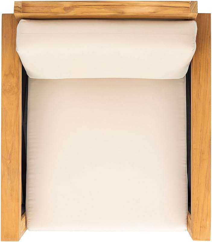 Safavieh CPT1009A Couture Curacao Brazilian Teak Outdoor Patio Club Chair, Natural/White - Image 8