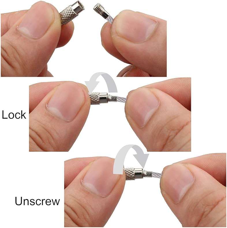 Wisdompro Keychain, 4.3 Inch/6.3 Inch Stainless Steel Wire Rings Cable Keyring Loop for Luggage Tags, Keys and ID Tag Keepers - Image 5