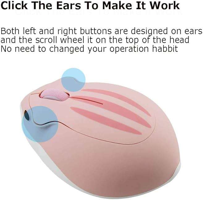 2.4GHz Wireless Mouse Cute Hamster Shape Less Noice Portable Mobile Optical 1200DPI USB Mice Cordless Mouse for PC Laptop Computer Notebook MacBook Gaming Kids Girl Men Women Adults Gift (Pink) - Image 6