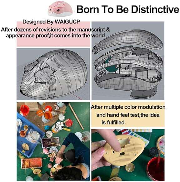 2.4GHz Wireless Mouse Cute Hamster Shape Less Noice Portable Mobile Optical 1200DPI USB Mice Cordless Mouse for PC Laptop Computer Notebook MacBook Gaming Kids Girl Men Women Adults Gift (Pink) - Image 7