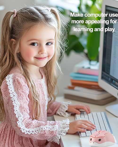 2.4GHz Wireless Mouse Cute Hamster Shape Less Noice Portable Mobile Optical 1200DPI USB Mice Cordless Mouse for PC Laptop Computer Notebook MacBook Gaming Kids Girl Men Women Adults Gift (Pink) - Image 8