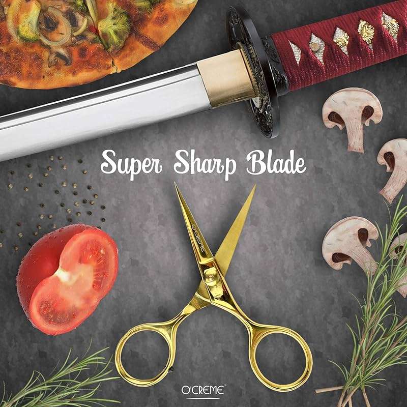 O'Creme Super Sharp Chef Scissors All Stainless Steel Snips Garnishing Tool (Black) - Image 5