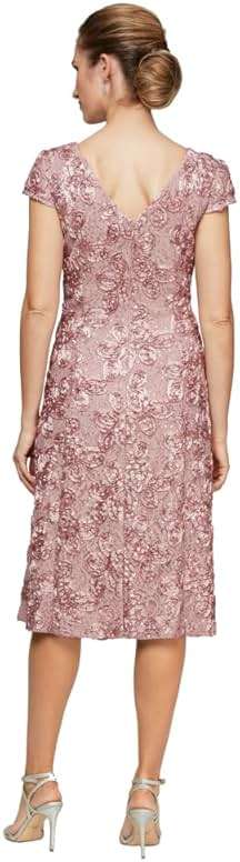 Alex Evenings Women's Tea Length A-line Rosette Dress - Image 2