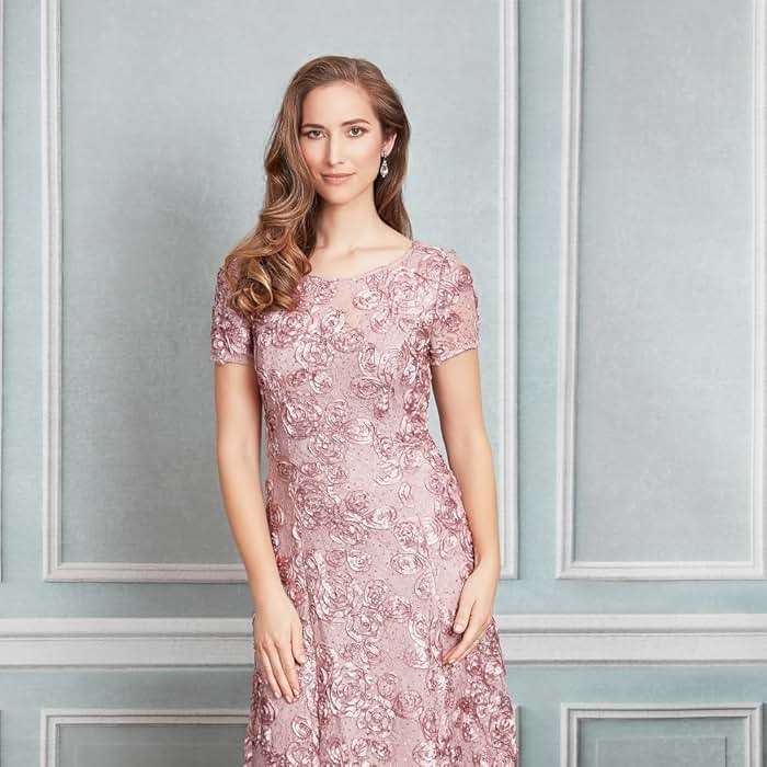 Alex Evenings Women's Tea Length A-line Rosette Dress - Image 3