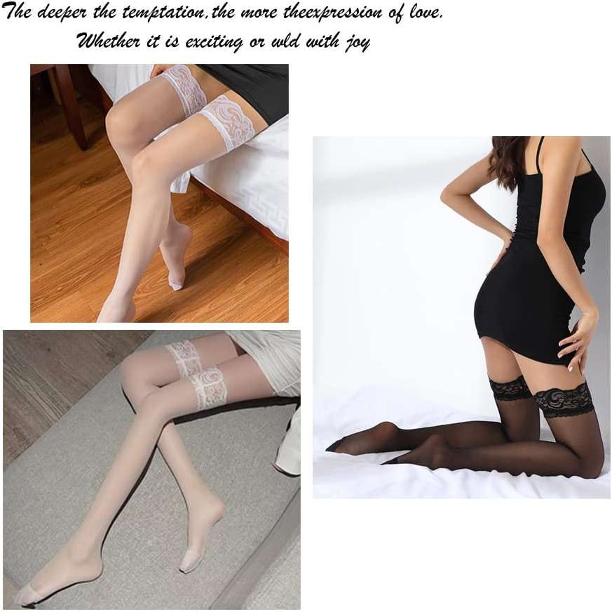 Kikoroco Women's Lace Top Thigh High Stockings Thickened Tiptoe and Anti-skidding Socks - Image 3