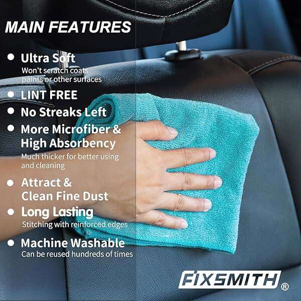 FIXSMITH Microfiber Cleaning Cloth - Pack of 50, Microfiber Towels for Cars 16 x 12 in, Highly Absorbent Cleaning Rags, Lint-Free, Streak-Free Cleaning Cloths for Car Kitchen Home Office - Image 6
