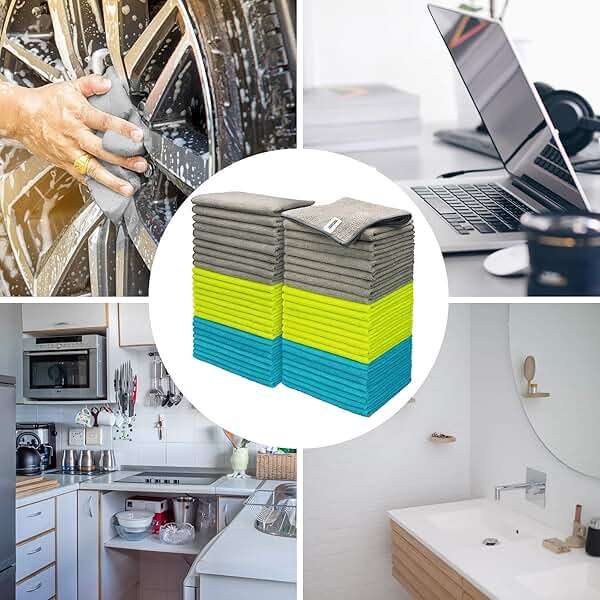 FIXSMITH Microfiber Cleaning Cloth - Pack of 50, Microfiber Towels for Cars 16 x 12 in, Highly Absorbent Cleaning Rags, Lint-Free, Streak-Free Cleaning Cloths for Car Kitchen Home Office - Image 7