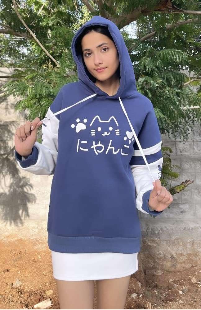 CRB Fashion Womens Kawaii Teens For Teenagers Cartoon Cotton Fleece Hoodie Top Shirt Sweatshirt - Image 2