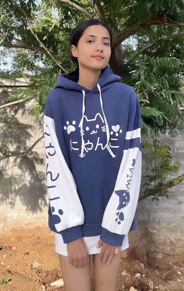 CRB Fashion Womens Kawaii Teens For Teenagers Cartoon Cotton Fleece Hoodie Top Shirt Sweatshirt - Image 3