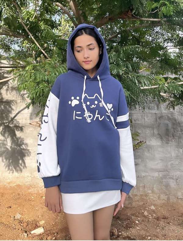 CRB Fashion Womens Kawaii Teens For Teenagers Cartoon Cotton Fleece Hoodie Top Shirt Sweatshirt - Image 6