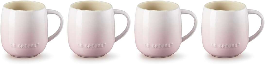 Le Creuset Stoneware Set of 4 Heritage Mugs, 13 oz. each, Shell Pink - Image 3