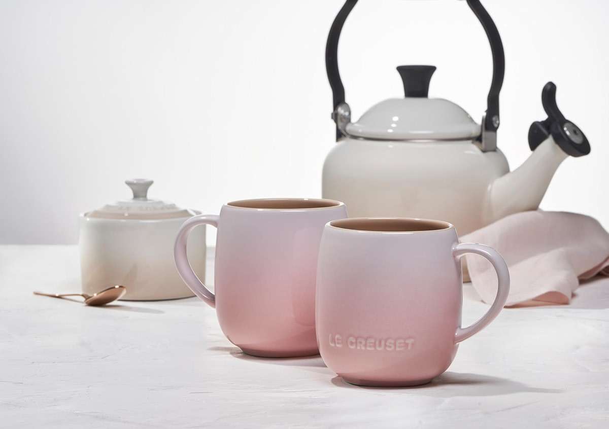 Le Creuset Stoneware Set of 4 Heritage Mugs, 13 oz. each, Shell Pink - Image 6
