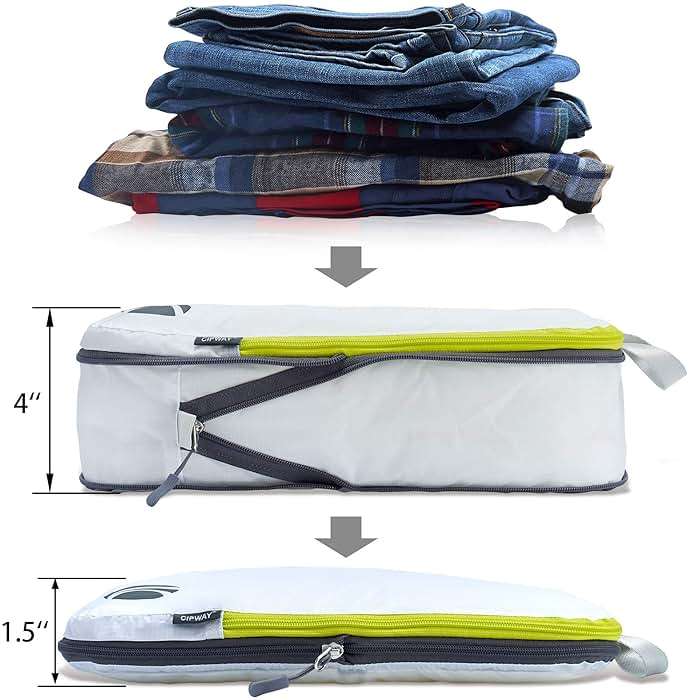 Cipway - 5 Set Compression Packing Cubes for Travel, Ultralight Packing Organizers for Luggage Suitcase & Backpack (White), L - Image 4