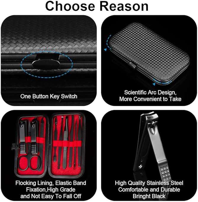 OKOMER Nail Clipper Set - Professional Manicure Set 10 PCS Stainless Steel Nail Kit with Travel Case, Nail Clippers Set Gift for Men Women - Image 6