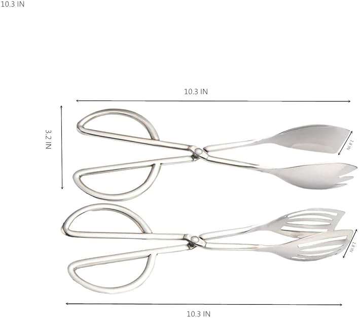 2-PACK Salad Tongs for Serving Buffet Party Catering with Stainless Steel Cooking Kitchen Tongs 10.3" - Image 3