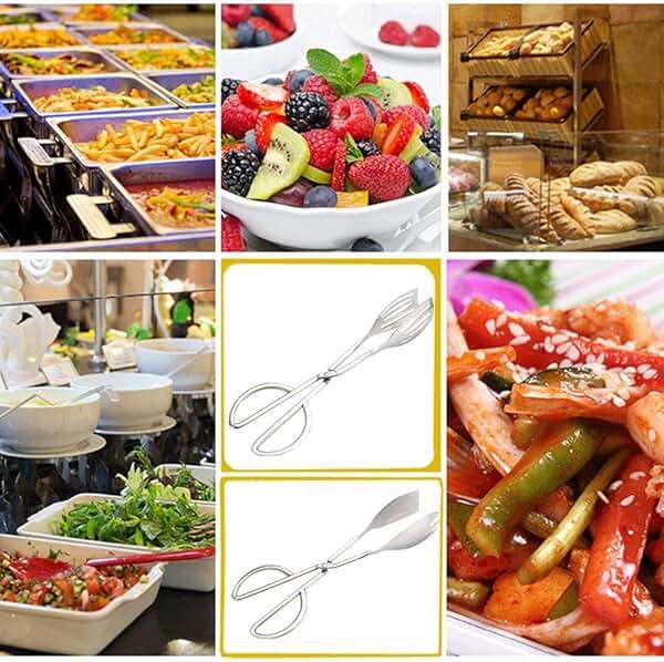 2-PACK Salad Tongs for Serving Buffet Party Catering with Stainless Steel Cooking Kitchen Tongs 10.3" - Image 7
