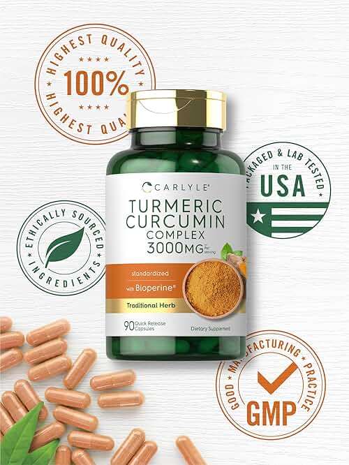 Carlyle Turmeric Curcumin with Black Pepper | 90 Powder Capsules | Complex Supplement with Bioperine | Non-GMO, Gluten Free - Image 5