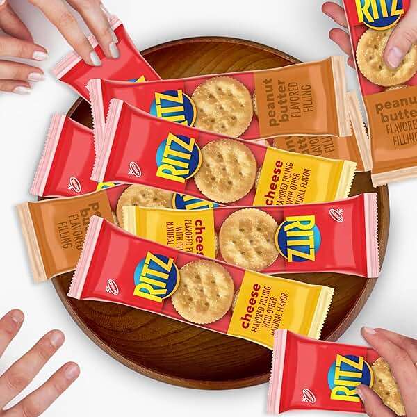 RITZ Peanut Butter and Cheese Sandwich Crackers Variety Pack, Lunch Snacks, 32 Snack Packs (6 Crackers Per Pack) - Image 11