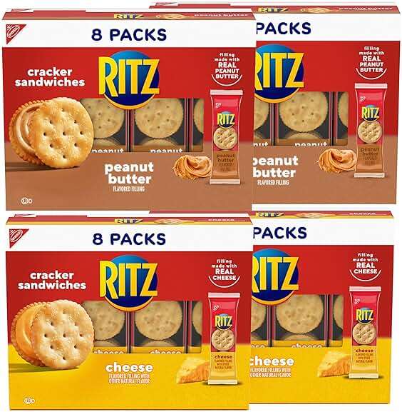 RITZ Peanut Butter and Cheese Sandwich Crackers Variety Pack, Lunch Snacks, 32 Snack Packs (6 Crackers Per Pack) - Image 13