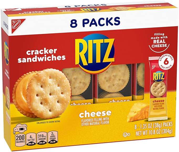 RITZ Peanut Butter and Cheese Sandwich Crackers Variety Pack, Lunch Snacks, 32 Snack Packs (6 Crackers Per Pack) - Image 14