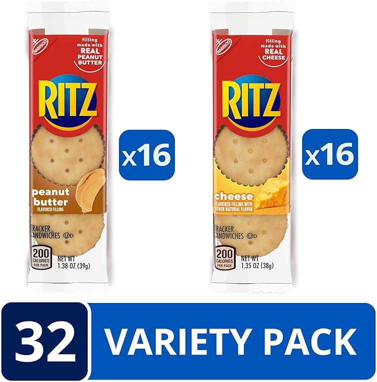 RITZ Peanut Butter and Cheese Sandwich Crackers Variety Pack, Lunch Snacks, 32 Snack Packs (6 Crackers Per Pack) - Image 3