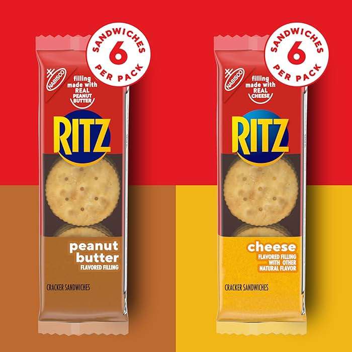 RITZ Peanut Butter and Cheese Sandwich Crackers Variety Pack, Lunch Snacks, 32 Snack Packs (6 Crackers Per Pack) - Image 6