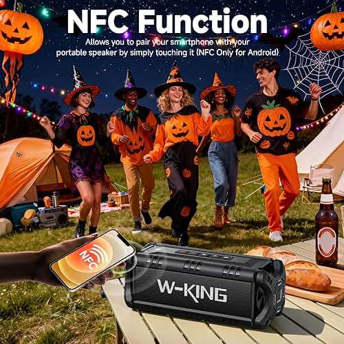 W-KING Bluetooth Speaker, 90W(Max) Loud IPX6 Waterproof Portable Speaker, 50W Deep Bass/40H/EQ/TF/AUX, 105dB Rugged Large Boombox Speakers Bluetooth Wireless for Party/Outdoor/Camping/Beach Essentials - Image 7
