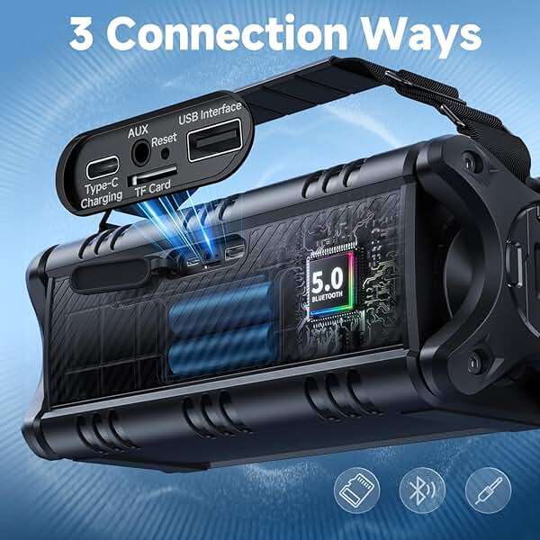 W-KING Bluetooth Speaker, 90W(Max) Loud IPX6 Waterproof Portable Speaker, 50W Deep Bass/40H/EQ/TF/AUX, 105dB Rugged Large Boombox Speakers Bluetooth Wireless for Party/Outdoor/Camping/Beach Essentials - Image 8