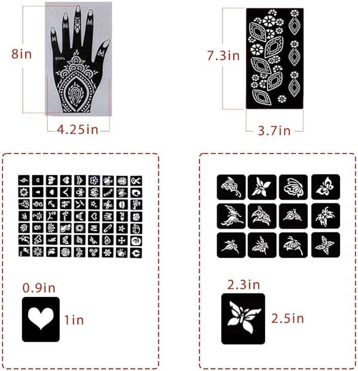 Koogel 18 Sheets 97PCS Henna Tattoo Stencil Kit, Reusable Mehndi Templates for Bridal Mehndi & Music Festivals — Indian Wedding, Bachelorette Party, Summer Body Art, Women Girls Kids - Image 4