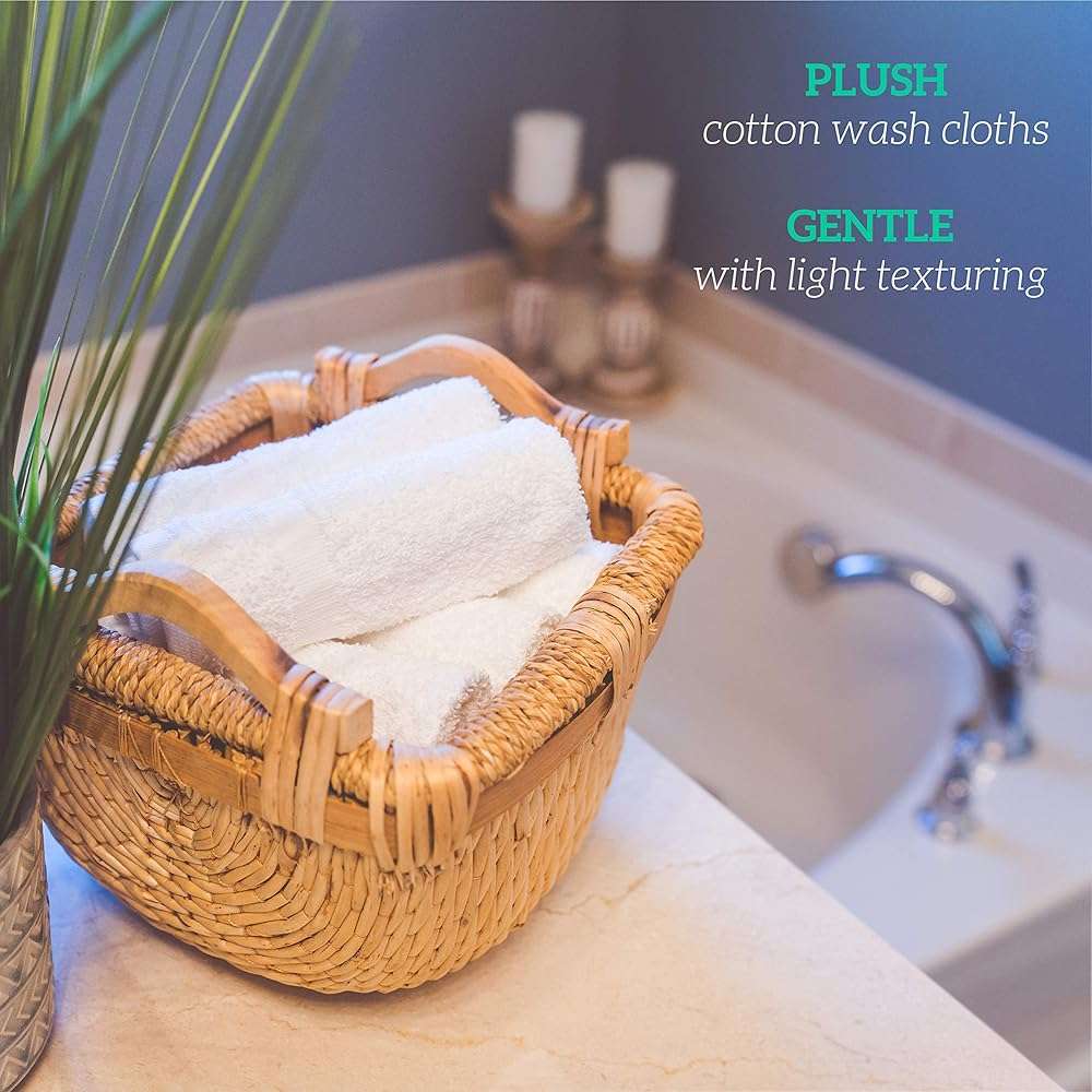GREEN LIFESTYLE Washcloths 12" x 12" 50 Pack - 100% Cotton Wash Cloths, Bulk Washcloths, Face Towels Cotton, Soft Absorbent Bath Washcloths for Body, Face and Bathroom Use (White) - Image 4