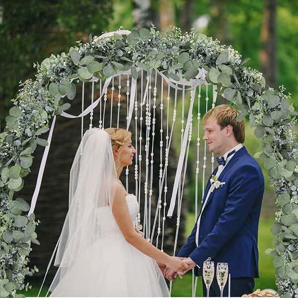Winlyn 5.9' Long Faux Silver Dollar Eucalyptus Leaves Greenery Artificial Garland in Grey Green for Wedding Arch Swag Backdrop Doorways Table Runner Indoor Outdoor - Image 6