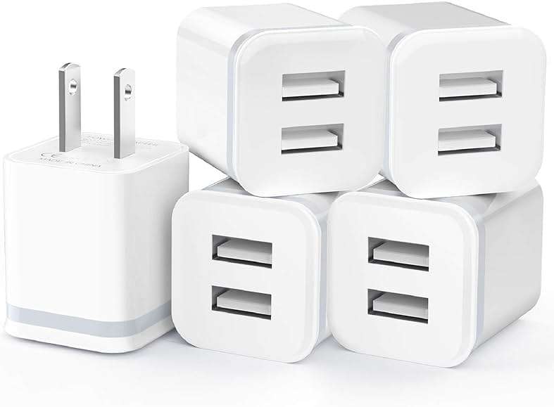 USB Wall Charger, 5-Pack 2.1A/5V Dual Port USB Cube Power Adapter Charger Plug Charging Block Replacement for iPhone Xs/XR/X, 8/7/6 Plus, Samsung, HTC, LG, Moto, Android Phones - Image 1