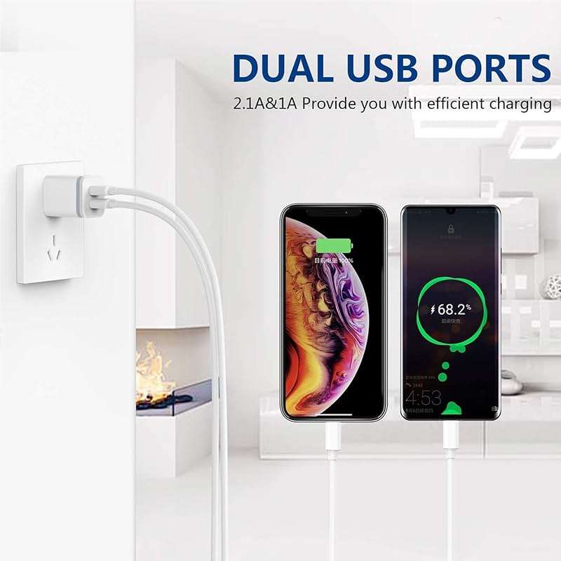 USB Wall Charger, 5-Pack 2.1A/5V Dual Port USB Cube Power Adapter Charger Plug Charging Block Replacement for iPhone Xs/XR/X, 8/7/6 Plus, Samsung, HTC, LG, Moto, Android Phones - Image 3