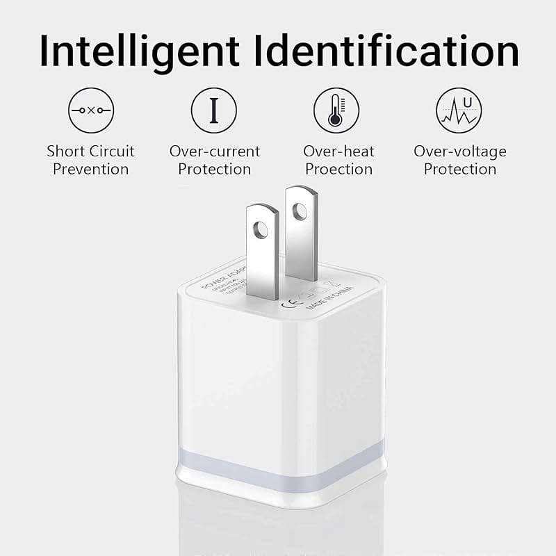 USB Wall Charger, 5-Pack 2.1A/5V Dual Port USB Cube Power Adapter Charger Plug Charging Block Replacement for iPhone Xs/XR/X, 8/7/6 Plus, Samsung, HTC, LG, Moto, Android Phones - Image 6