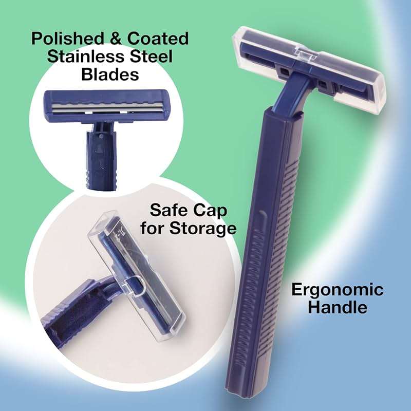 Freshscent (144 Pack) Individually Wrapped Twin Blade Razors with Clear Safety Cap, Disposable, Bulk Packed, Sold by the Case. Unisex. - Image 2