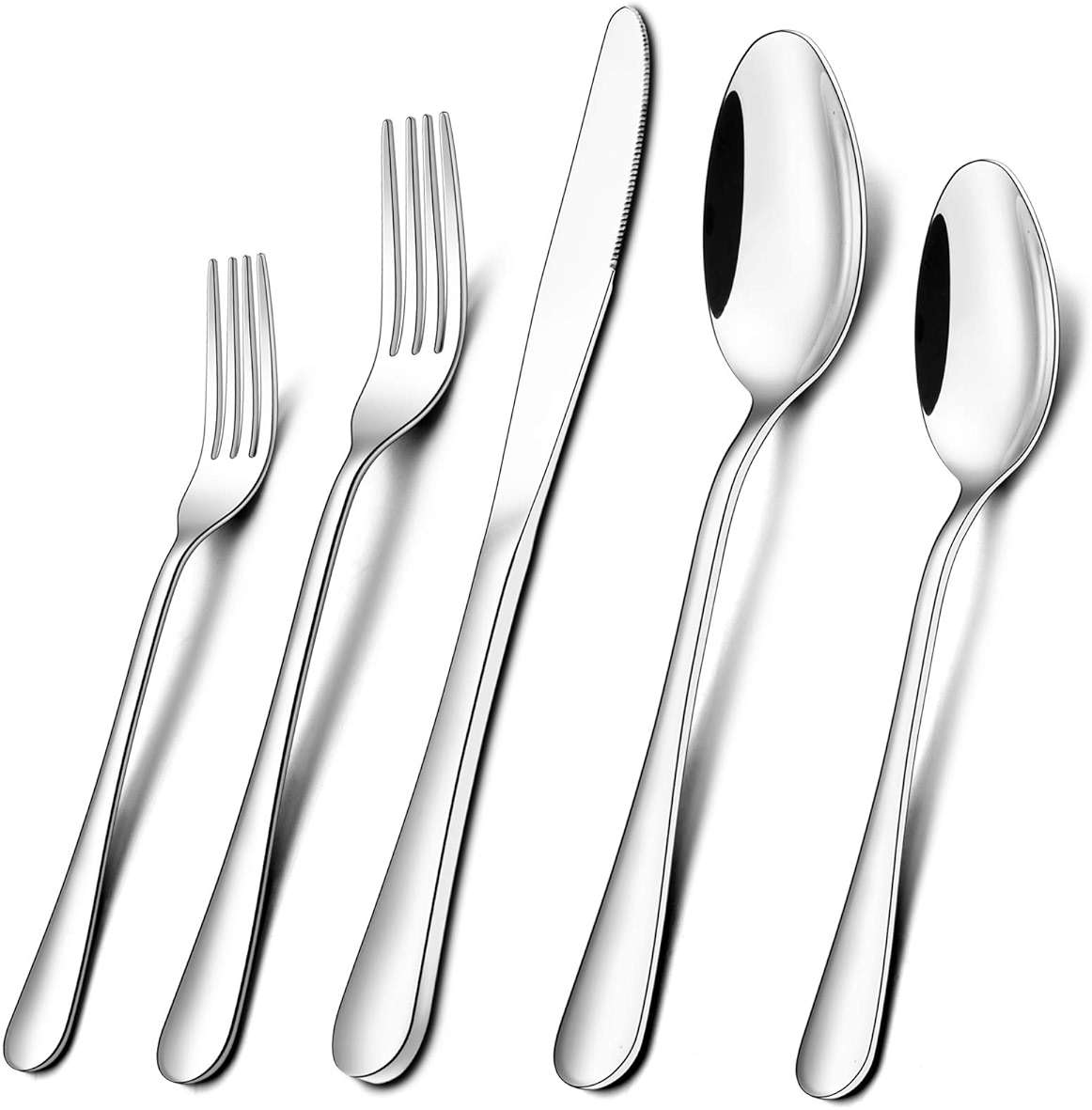 Wildone 20-Piece Silverware Set, Stainless Steel Flatware Cutlery Set Service for 4, Tableware Eating Utensils Include Knife/Fork/Spoon, Mirror Polished, Dishwasher Safe - Image 1