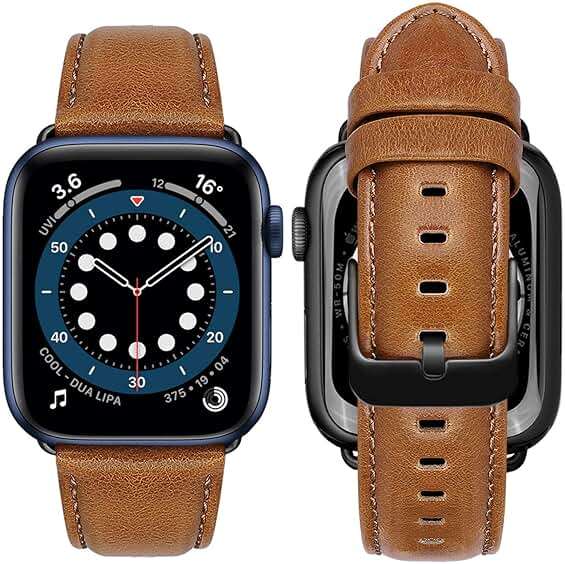 MroTech Leather Bands Compatible with Apple Watch 49mm 45mm 44mm 42mm Band for Men Women, Vintage Genuine Wristband Replacement Band for iWatch Series 9 8 7 6 5 4 3 2 1 and SE SE2 Ultra Ultra2 Straps - Image 1