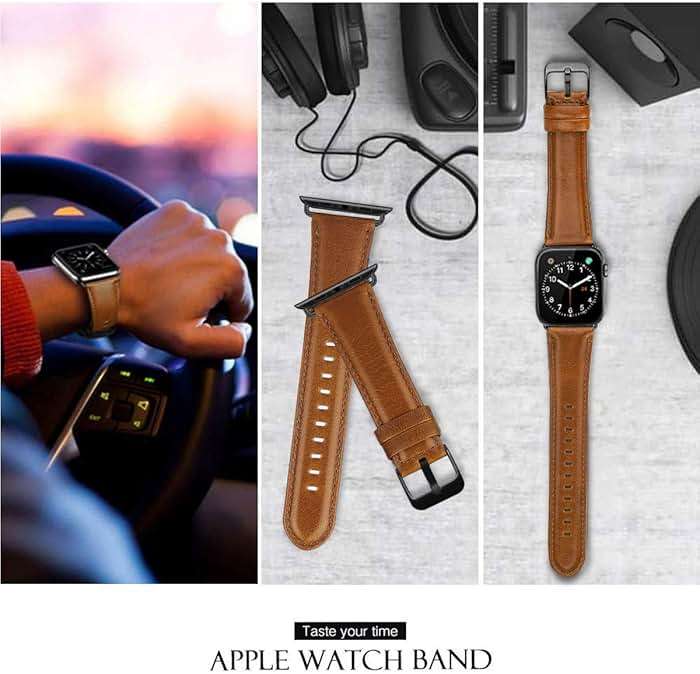MroTech Leather Bands Compatible with Apple Watch 49mm 45mm 44mm 42mm Band for Men Women, Vintage Genuine Wristband Replacement Band for iWatch Series 9 8 7 6 5 4 3 2 1 and SE SE2 Ultra Ultra2 Straps - Image 5