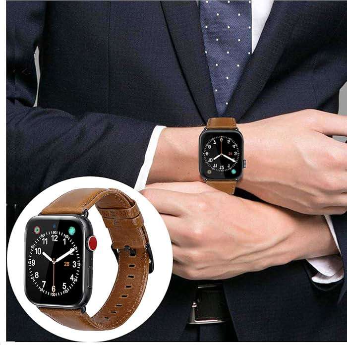 MroTech Leather Bands Compatible with Apple Watch 49mm 45mm 44mm 42mm Band for Men Women, Vintage Genuine Wristband Replacement Band for iWatch Series 9 8 7 6 5 4 3 2 1 and SE SE2 Ultra Ultra2 Straps - Image 6