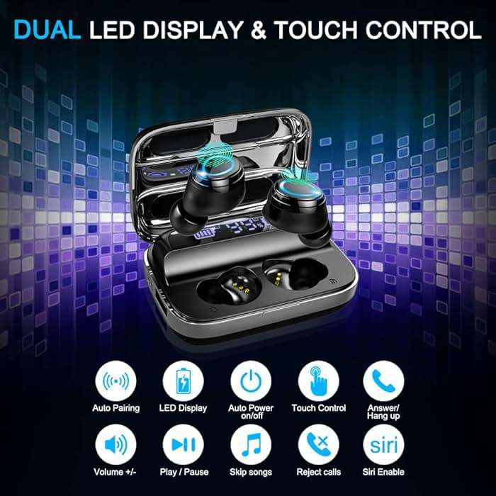 Motast Wireless Earbuds, Bluetooth 5.3 Earbuds 140H Playtime Headphones HD Stereo Noise Cancelling Earphones in Ear with Mic, USB-C Charging Case, IP7 Waterproof Headset for Sports - Image 6