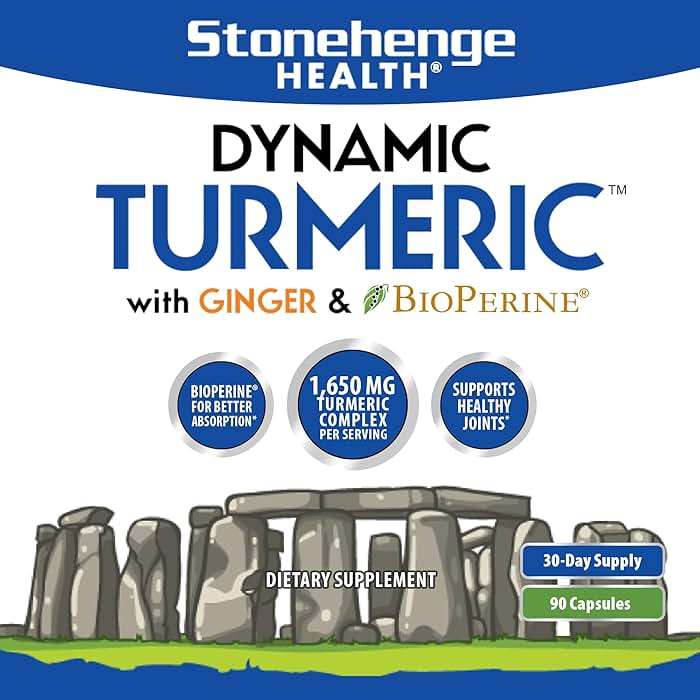 Stonehenge Health Dynamic Turmeric Curcumin with Ginger - High Potency - 1,650 mg Turmeric with 95% Curcuminoids & BioPerine, 90 Vegetarian Capsules - Image 8