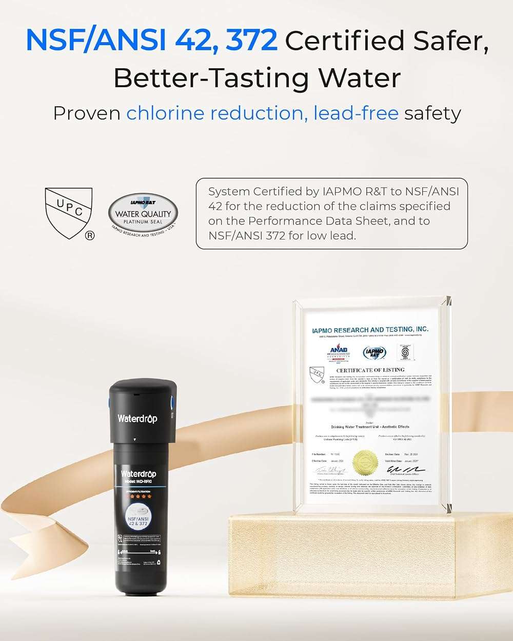 Waterdrop 10UA Under Sink Water Filter System, Reduces PFAS, PFOA/PFOS, Lead, Chlorine, Bad Taste & Odor, Under Counter Water Filter Connects Directly to Your Faucet, NSF/ANSI 42 Certified, 1 Year - Image 4