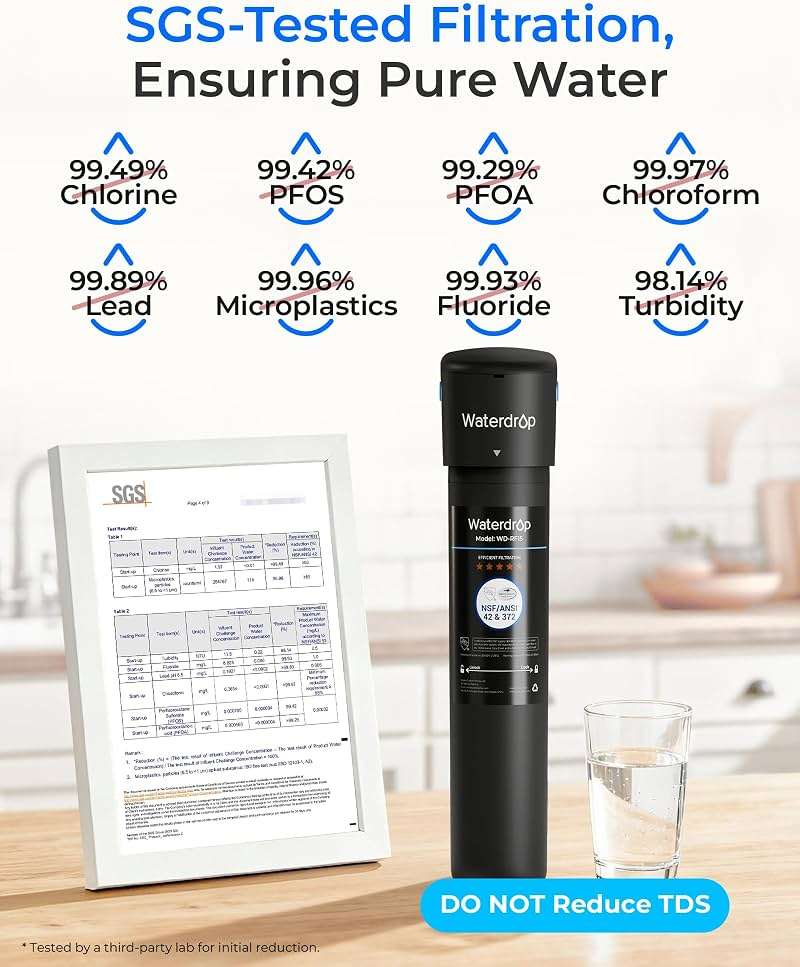 Waterdrop 15UA Under Sink Water Filter System, 19000 Gallons, Reduces Lead, Chlorine, Bad Taste & Odor, Under Counter Water Filter Connects Directly to Your Faucet, NSF/ANSI 42 Certified, 2 Years - Image 3