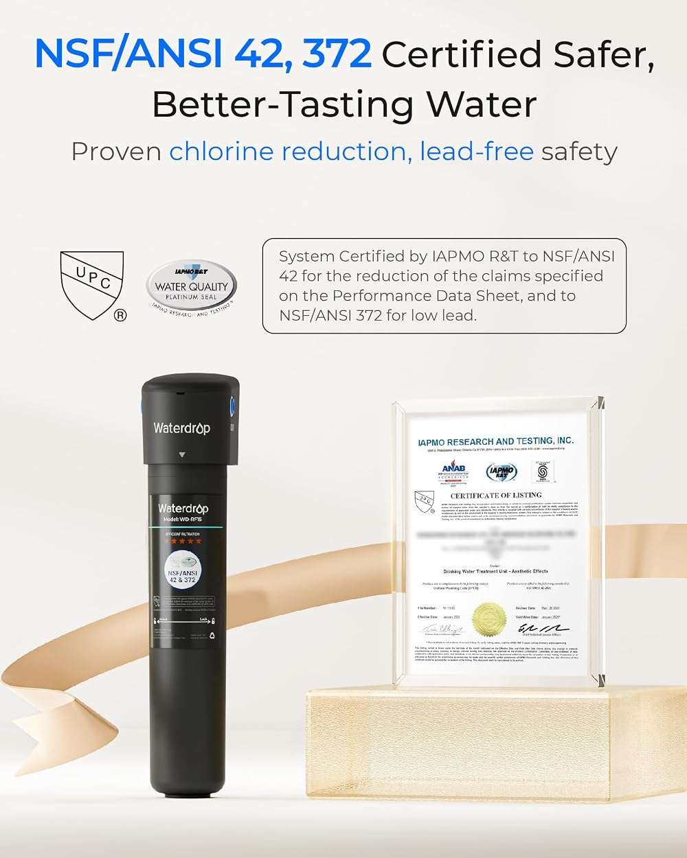 Waterdrop 15UA Under Sink Water Filter System, 19000 Gallons, Reduces Lead, Chlorine, Bad Taste & Odor, Under Counter Water Filter Connects Directly to Your Faucet, NSF/ANSI 42 Certified, 2 Years - Image 4