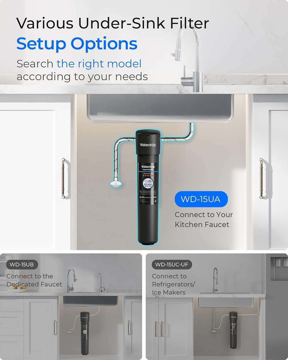 Waterdrop 15UA Under Sink Water Filter System, 19000 Gallons, Reduces Lead, Chlorine, Bad Taste & Odor, Under Counter Water Filter Connects Directly to Your Faucet, NSF/ANSI 42 Certified, 2 Years - Image 6