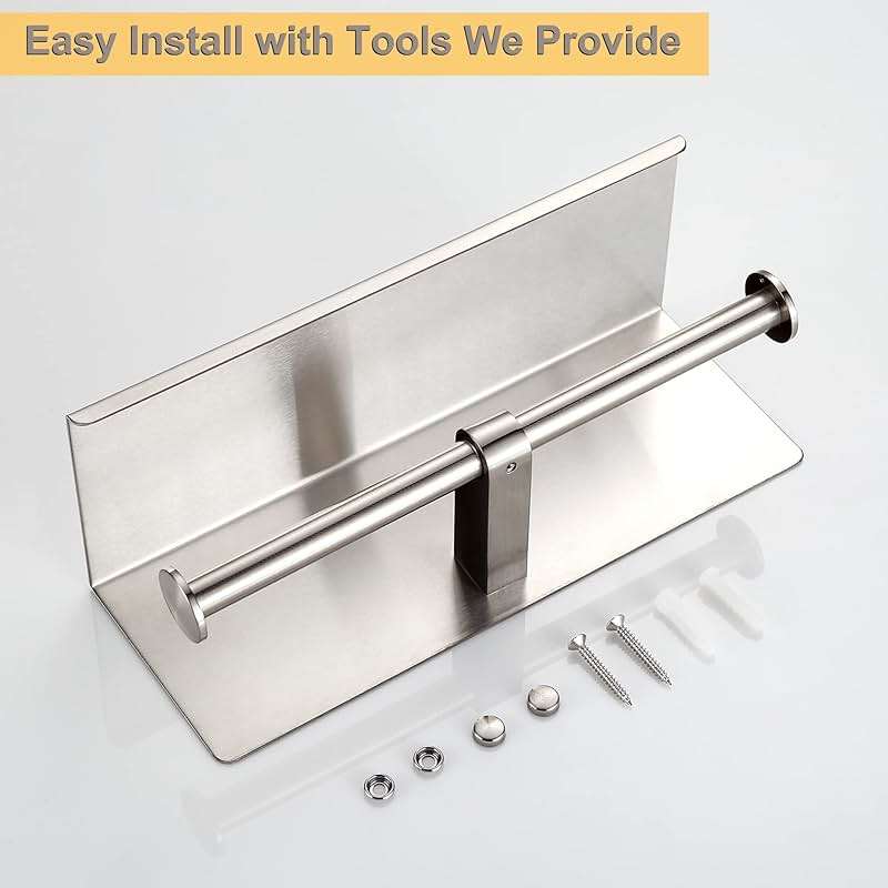BGL Toilet Paper Holder with Shelf Brushed Nickel Double Head Toilet Tissue Roll Holder 304 Stainless Steel Wall Mount for Bathroom - Image 7