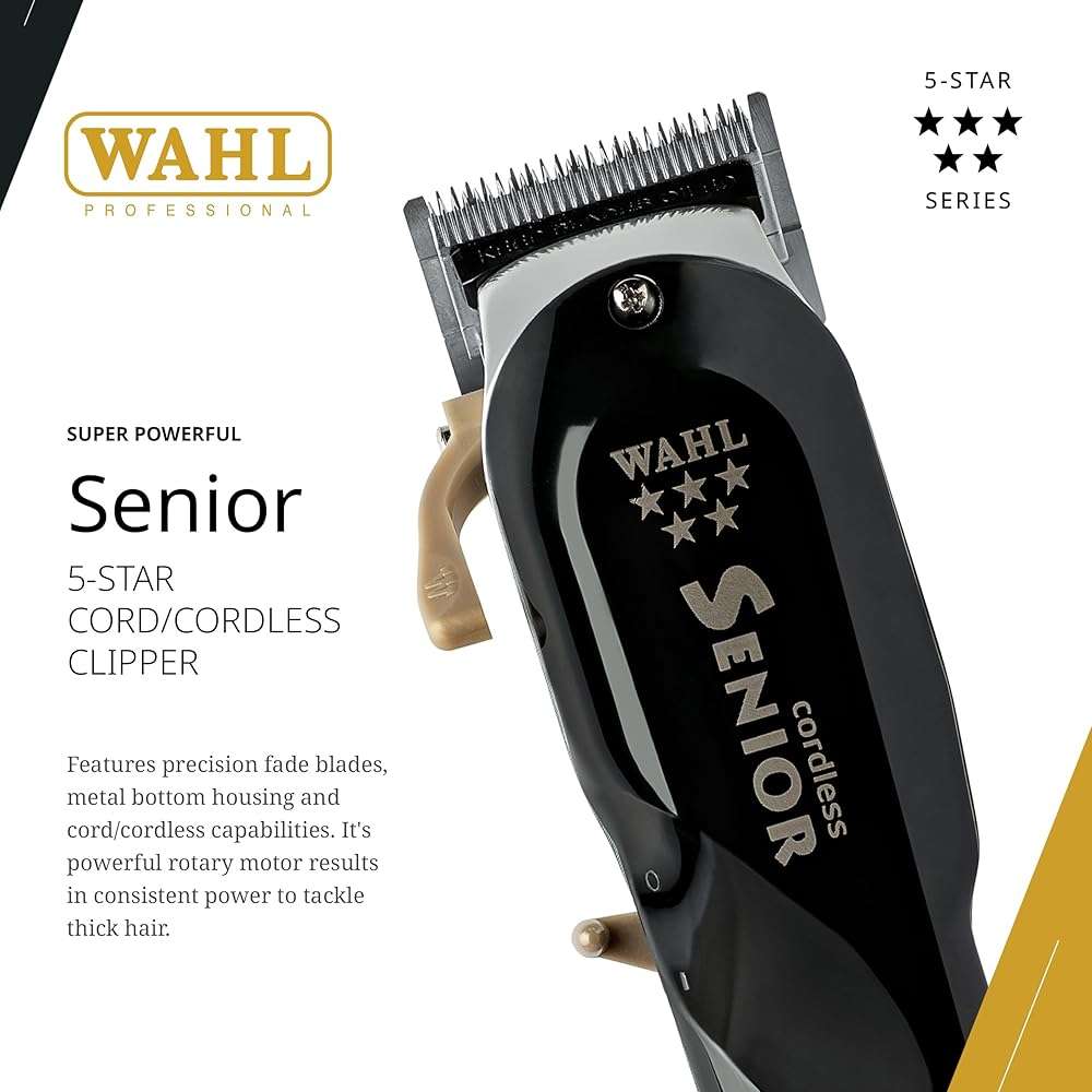 Wahl Professional 5 Star Cordless Senior Clipper, Precision Fade Blades, Metal Housing, 80-Minute Run Time - Image 2